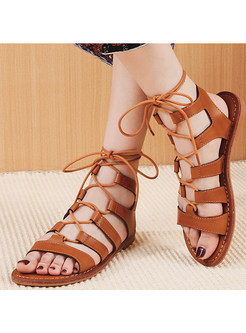 Womens Lace up Flat Sandals with Ankle Strap Summer Criss-Cross Gladiator Shoes