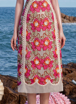 Elegant Floral Lace Bodycon Cocktail Lace Dress