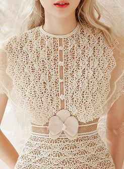 Sheer Lace Bell Sleeve Dress