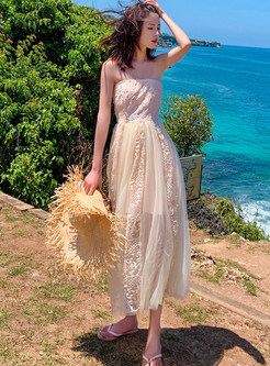 Summer Casual Strapless Beach Long Maxi Dresses