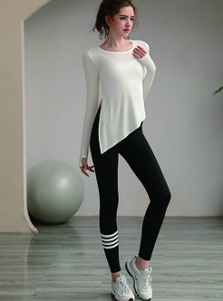 Women's Seamless 3 Piece Outfits Workout Long Sleeve Top High Waist Yoga Legging Sets
