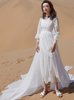 Boho Long Sleeve Trailing Maxi dresses 
