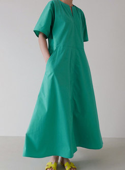 Women Classic Short Sleeve Loose Maxi Dress