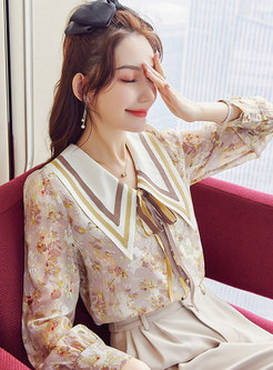 Women's Vintage Long Sleeve Floral Shirt Blouse