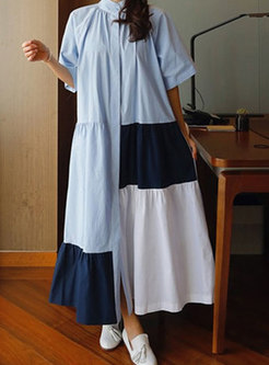 Women Oversize Short Sleeve Casual Maxi Dress