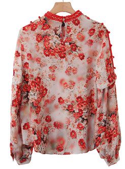 Women's Lantern Sleeve Floral Blouse Top