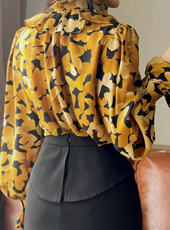 Womens Floral Printed Chiffon Tops Blouse