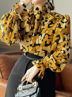 Womens Floral Printed Chiffon Tops Blouse