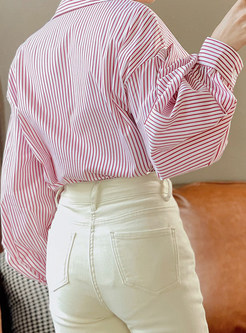 Women's Stripes Casual Button Down Blouses Tops