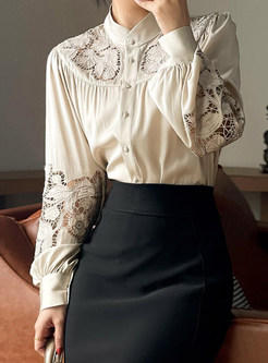 Lace Bell Sleeve Casual Blouses