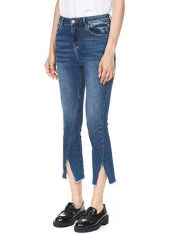 Women's Mid Waist Ripped Flare Jeans