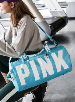 Pink Logo Small Couple Travel Duffel Bag for Men and Women