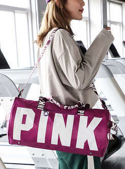 Pink Logo Small Couple Travel Duffel Bag for Men and Women
