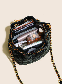 Drawstring Bucket Womens Vegan Leather Crossbody Shoulder Handbag