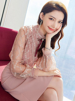 Sweet Lace Long Sleeve Top Blouse