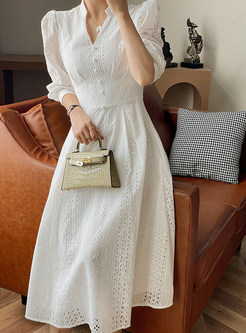 Women's Cotton Elegant Midi Dress