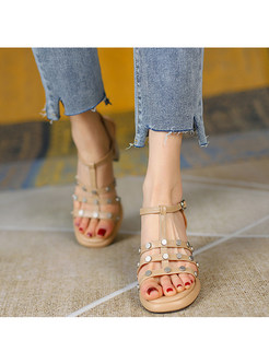 Women's Strappy Round Open Toe Ankle Strap Sandals