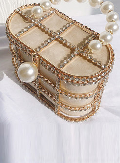 Women Clutch Purses with Pearl Diamonds