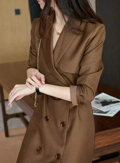 Women Suit Collar Long Sleeve Jacket Dress