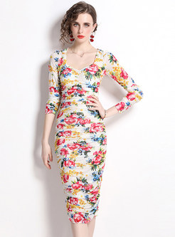 Women's Floral Print Pencil Dresses