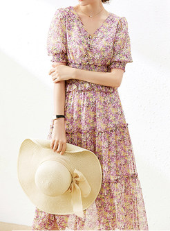 Summer Short Sleeve Shirred Waist Top & A-Line Swing Midi Skirts