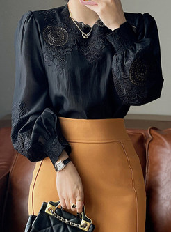 Elegant Embroidered Openwork Blouses Tops for Women