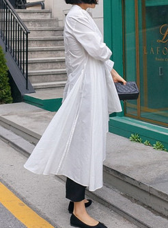 White Short Front Long Back Shirt Dresses