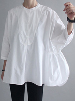 White Oversize 3/4 Sleeve Blouse Top for Women