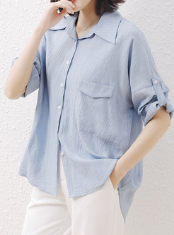 Casual Rolled Sleeve Blouses for Women