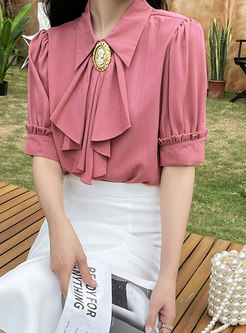 Women Fashion Short Sleeve Chiffon Summer Blouse