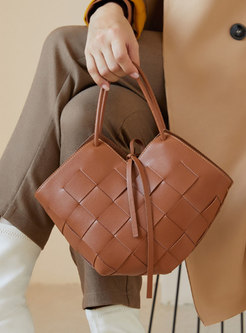 Women Fashion Woven Leather Tote Bag