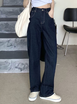 Women High Rise Stretchy Wide Leg Casual Jeans