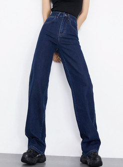 Women's High Waist Straight Jeans