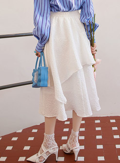 Women Elegant Summer Double Layer Midi Skirt