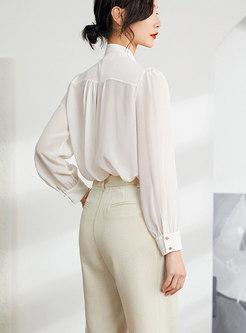 Women Classic Silk Work Shirt Blouse