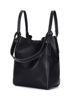 Womens PU Leather Bucket Tote Purse Handbag