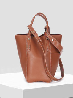 Womens PU Leather Bucket Tote Purse Handbag