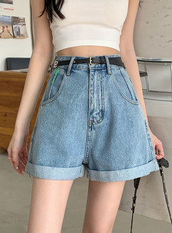 Women's Stretchy Denim Jean Shorts with Pockets