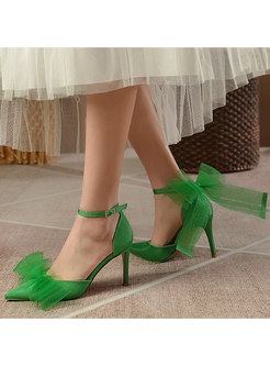 Women Pointed Toe Bow Back Dress Pump Shoes