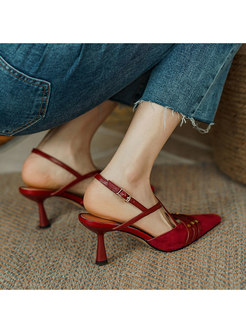 Women's Pointed Toe Ankle Strap High Heel Pumps Shoes