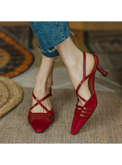 Women's Pointed Toe Ankle Strap High Heel Pumps Shoes