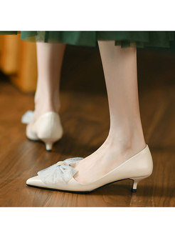 Women's Bowtie Pointed Toe Flat Shoes