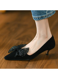 Women's Bowtie Pointed Toe Flat Shoes