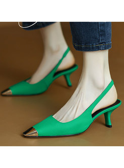 Women Summer Pointed Toe Heeled Sandals