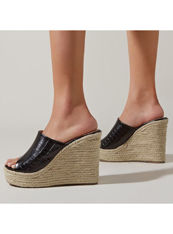 Women's Peep Toe Espadrille Wedge Slip on Sandals
