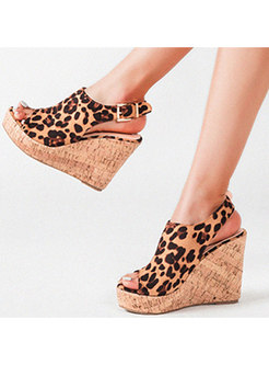 Women's Vintage Leopard Wedge Sandals
