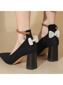 Women's Chunky Heel Ankle Strap Pumps