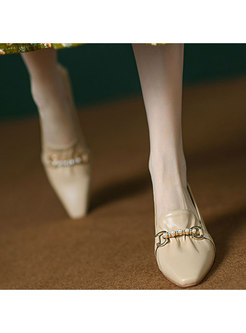 Women Pointed Toe Pearl Flat Shoes