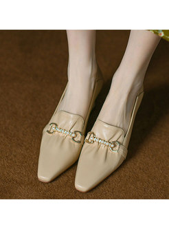 Women Pointed Toe Pearl Flat Shoes