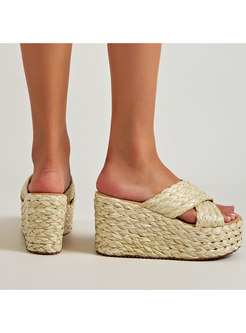 Women Platform Open Toe Slip On Sandals